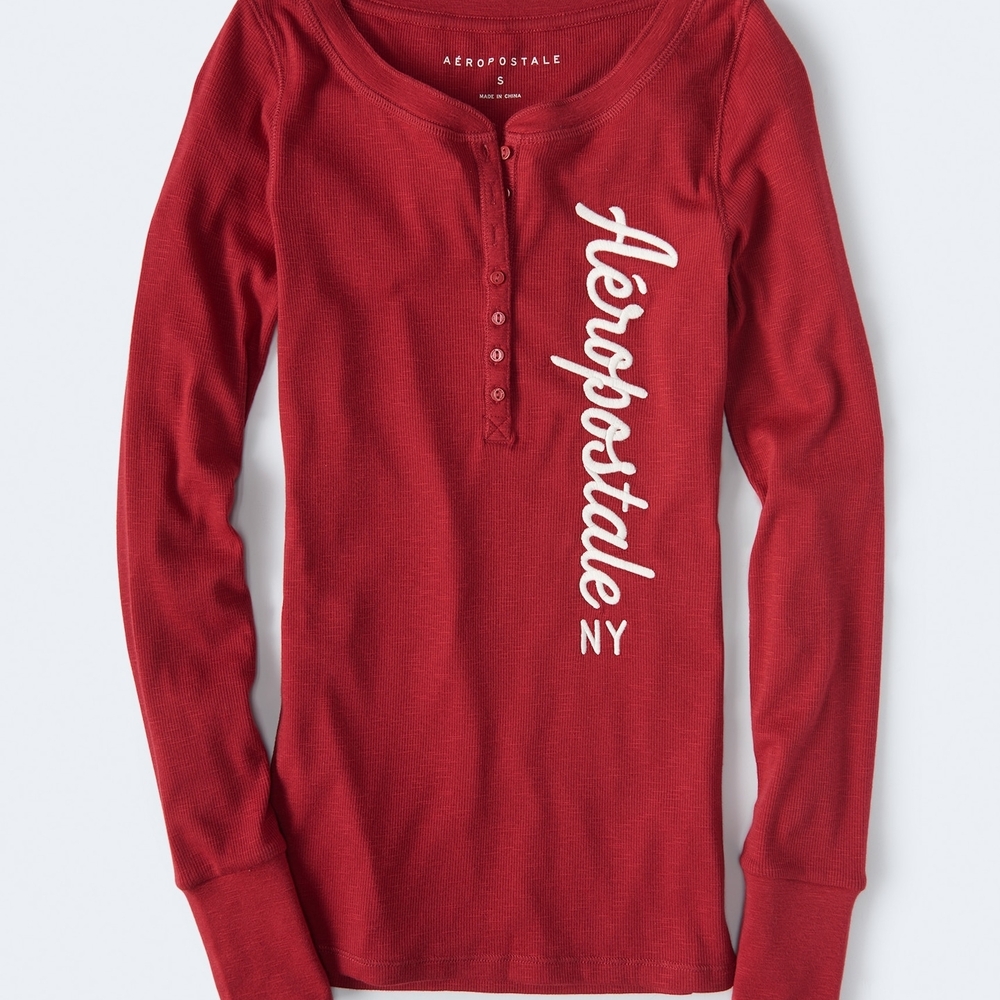 *4 For💲30*Aeropostale Red Long Sleeve Henley Shirt